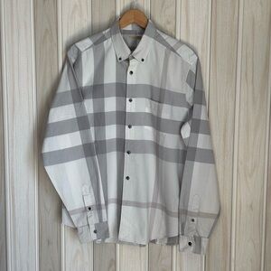 Burberry Light Gray and White Checkered Shirt